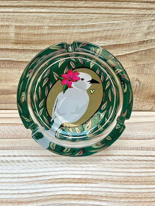 Cenicero Redondo Bird Hojas verde