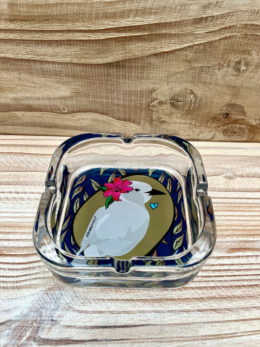Cenicero Cuadrado Bird Hojas azul